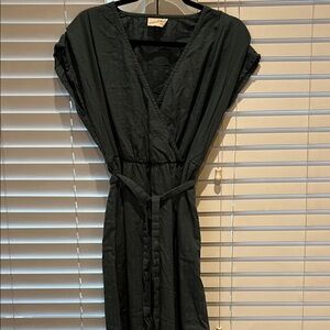 Dark Green Faux Wrap Dress